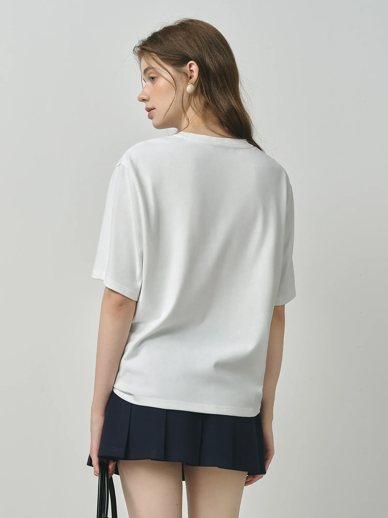 T-shirt rétro lettre femme en coton mélangé FSLE