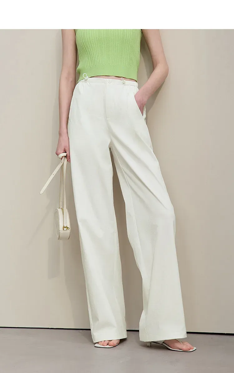 Pantalon large texturé AMII à taille élastique pour bureau