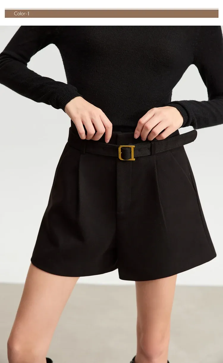 Short droit d’hiver AMII avec ceinture, esprit bureau minimaliste