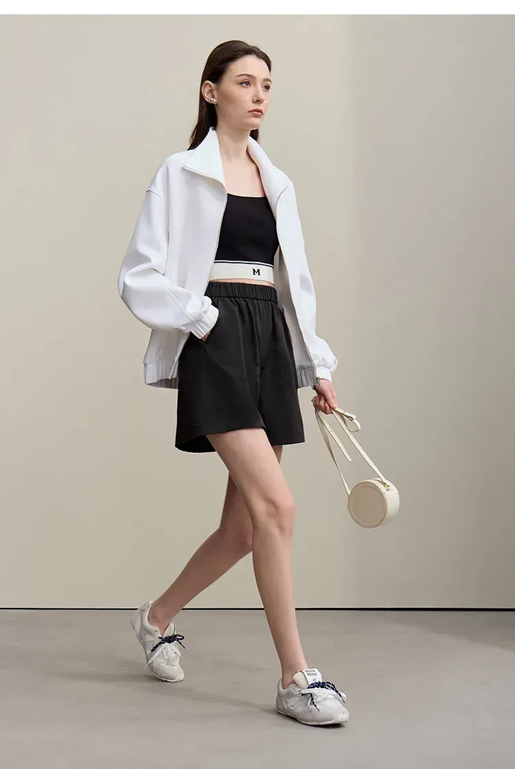 Short ample brodé AMII à taille élastique pour femme