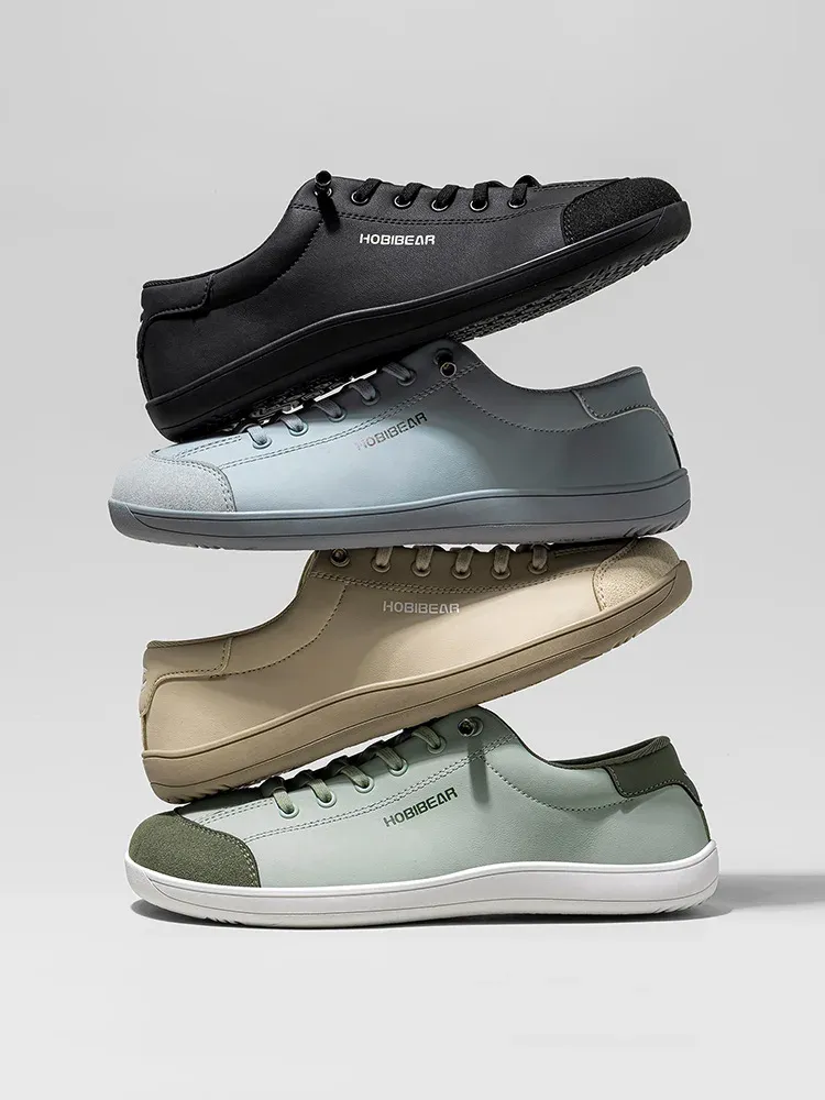 Chaussures minimalistes à bout large HOBIBEAR en cuir synthétique, enfilage rapide