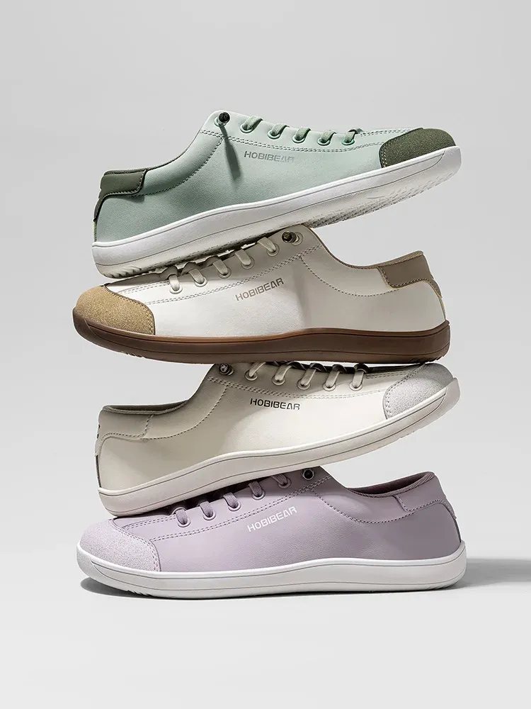 Chaussures minimalistes à bout large HOBIBEAR en cuir synthétique, enfilage rapide