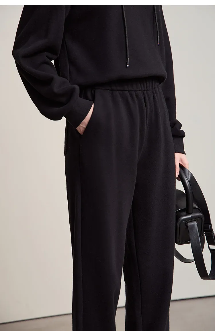 Pantalon droit décontracté AMII en maille de coton pour femme