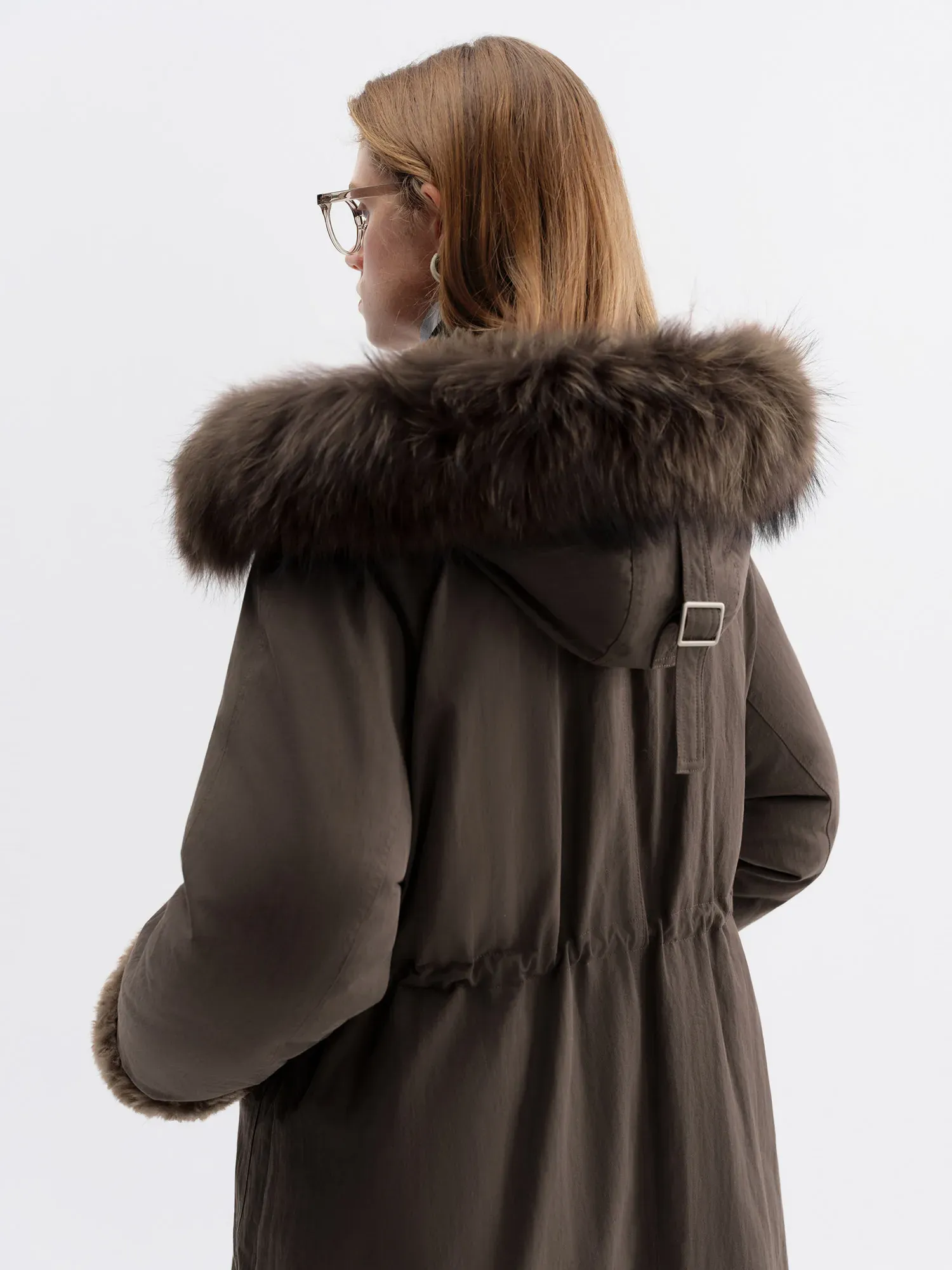 Parka longue doublée en duvet avec capuche amovible RK