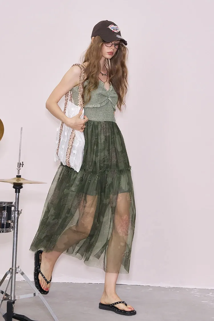 Robe longue camouflage en maille à licou ELFSACK