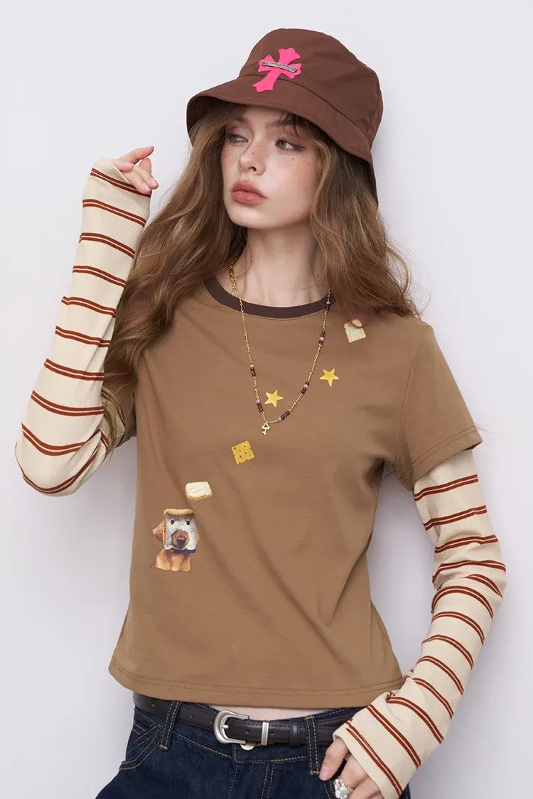 Haut trompe-l’œil rayé ELFSACK à col carré, coupe ajustée