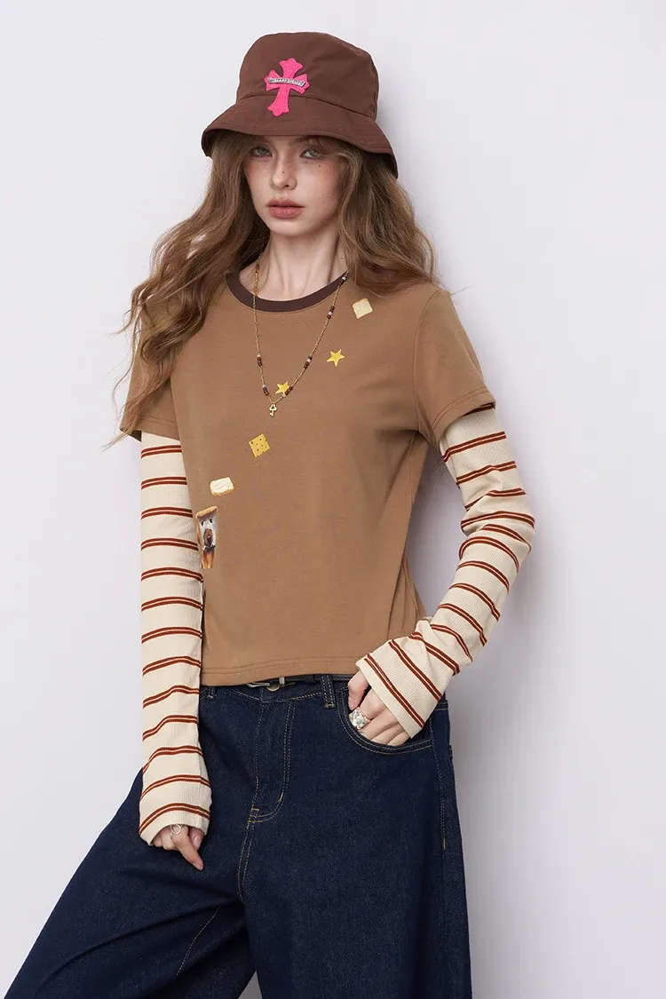 Haut trompe-l’œil rayé ELFSACK à col carré, coupe ajustée