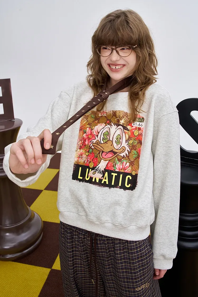 Sweat graphique côtelé Y2K à capuche ELFSACK