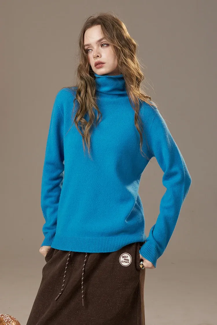 Pull femme ajusté en laine à col roulé ELFSACK