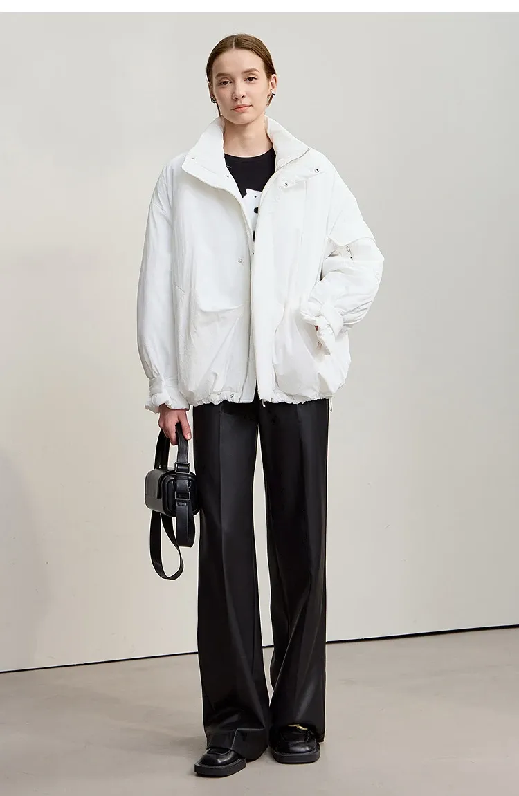 Pantalon AMII en similicuir PU coupe large pour bureau