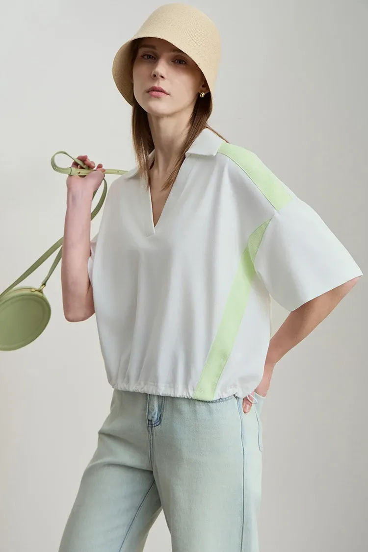 T-shirt AMII en coton à col V et coupe ample