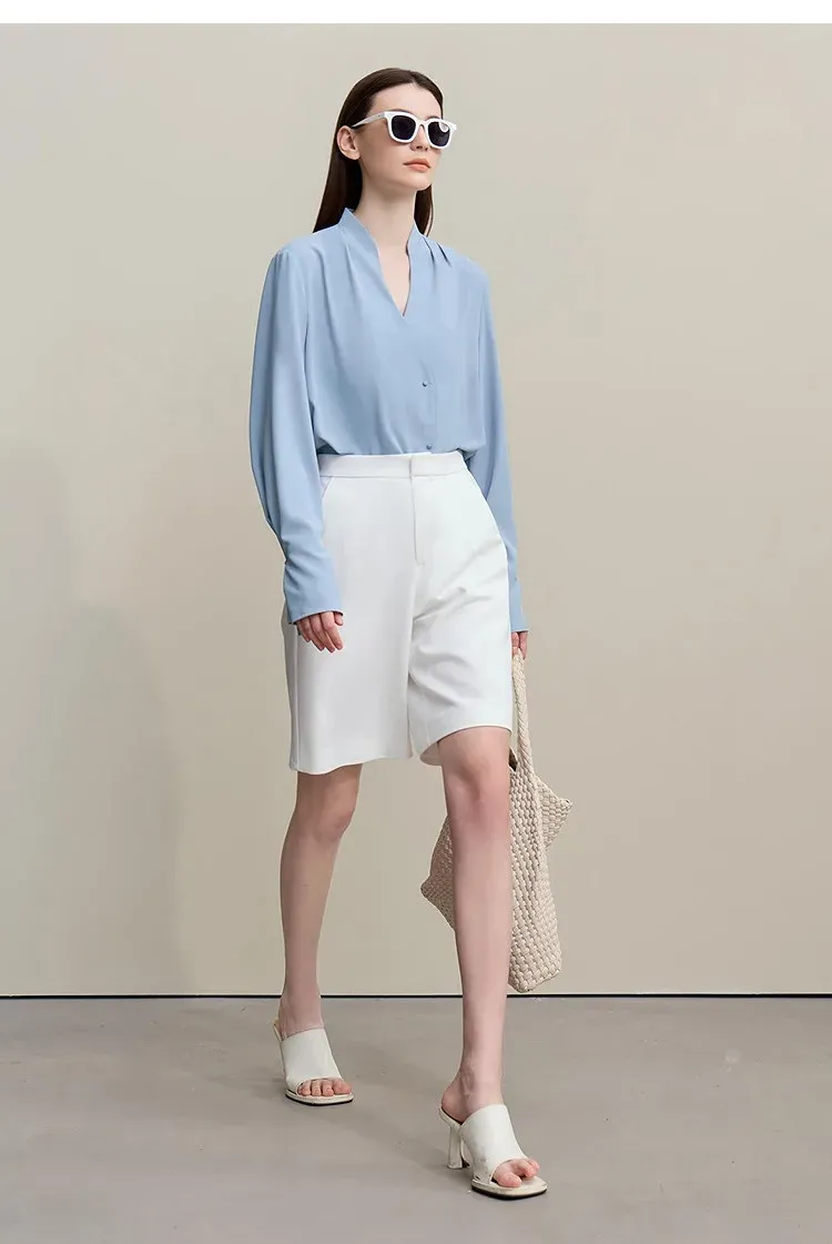 Chemisier fluide AMII à col V et manches évasées