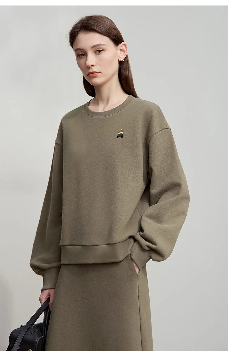 Ensemble deux pièces AMII brodé ours pour femme, automne