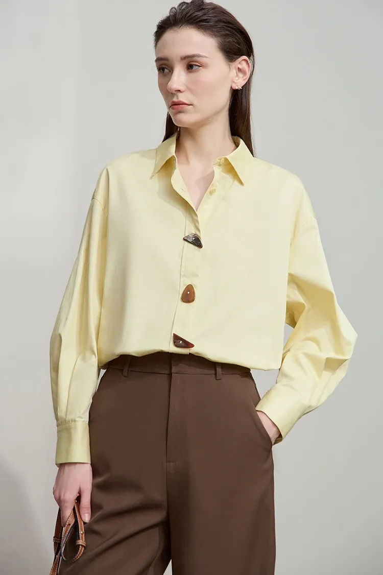 Chemise bureau minimaliste AMII en coton à manches longues