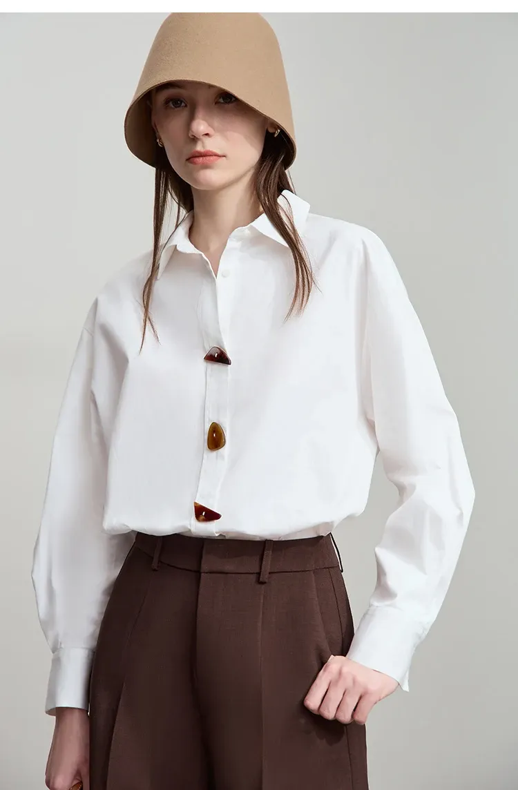 Chemise bureau minimaliste AMII en coton à manches longues