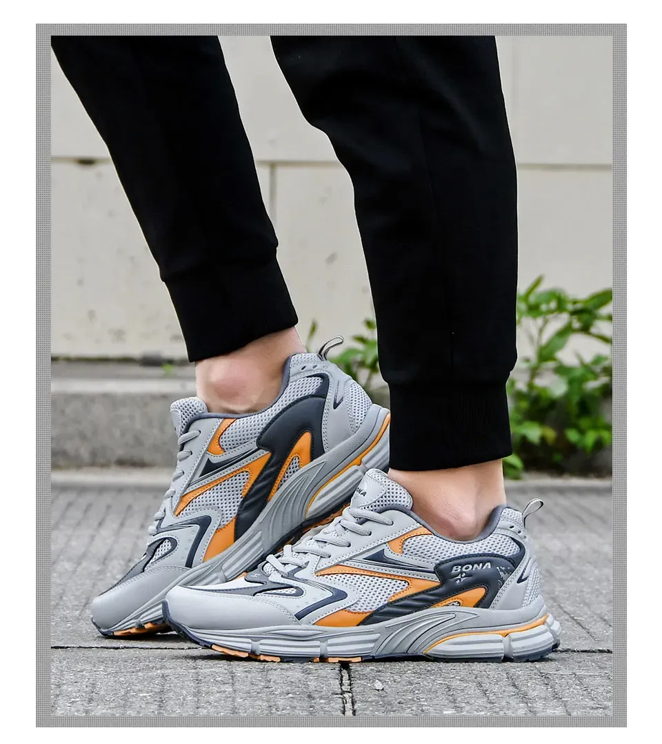 BONA 37652 : baskets de jogging homme en cuir respirant