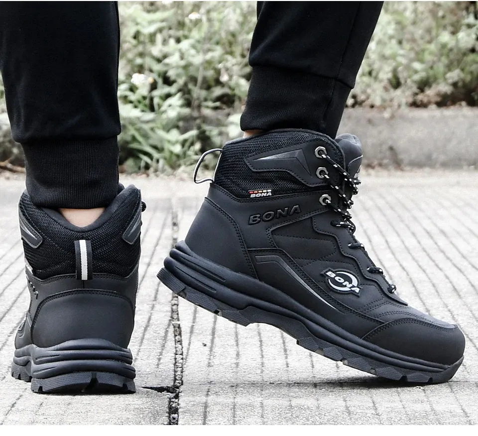 Bottes d’hiver montantes BONA en nubuck doublées peluche pour homme