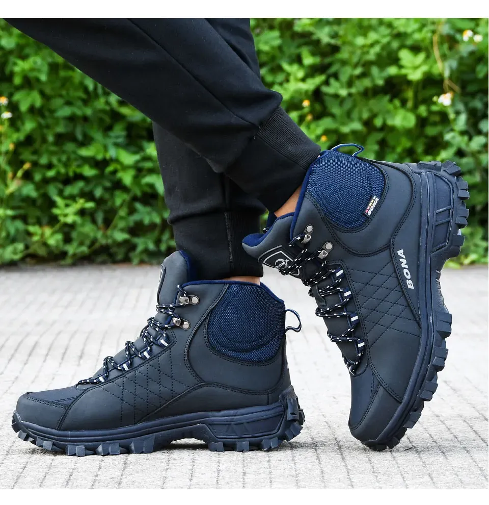 BONA bottes de randonnée montantes doublées peluche pour homme