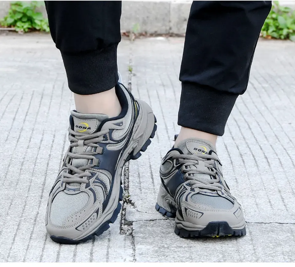 Baskets de course BONA en cuir et maille pour homme