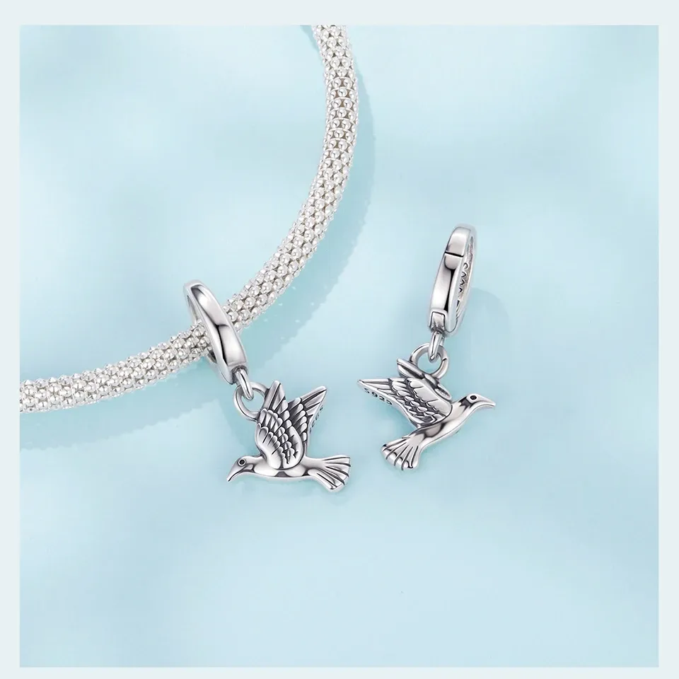 Breloque croix rétro en argent 925 avec cœur et prière