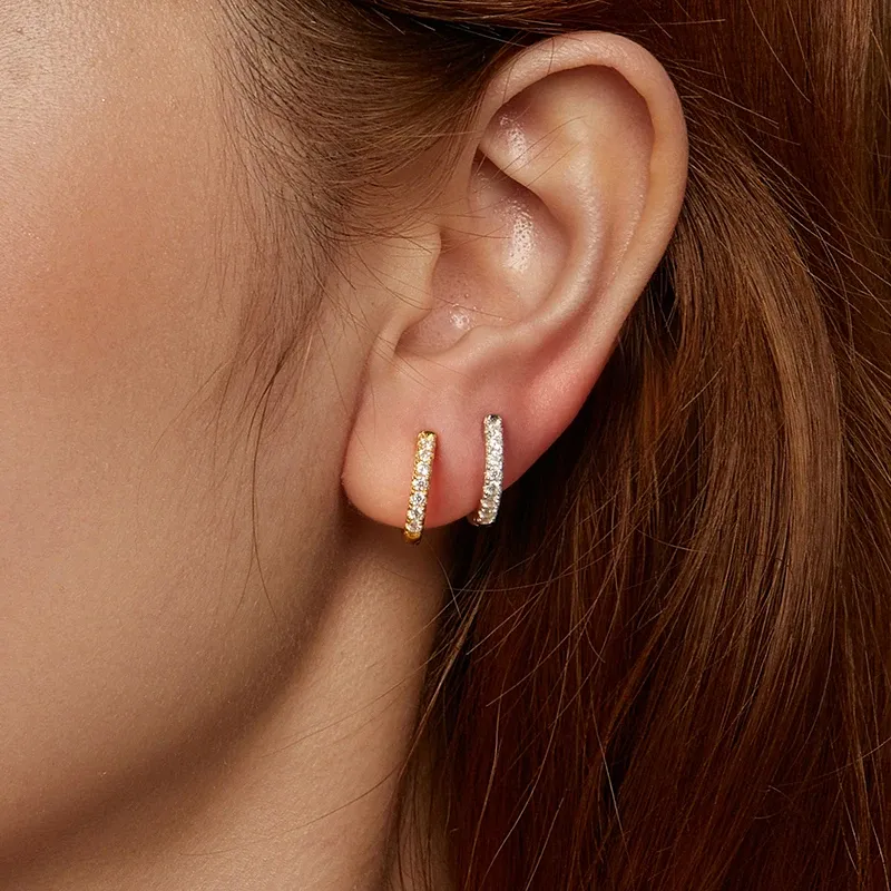 Créoles en moissanite double rang Bamoer U en argent 925