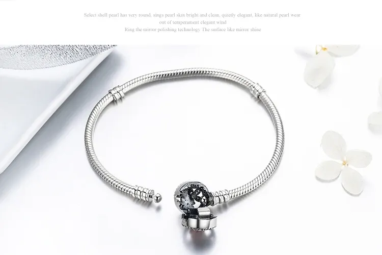 Bracelet jonc WOSTU en argent 925 avec motif floral et zircons