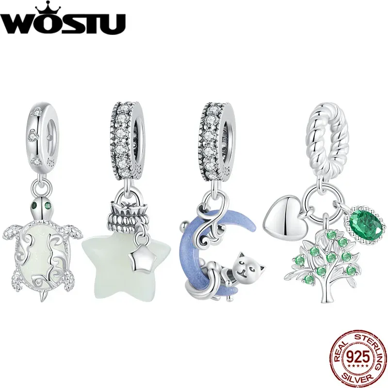 Pendentif lune lumineuse en argent 925 WOSTU pour bracelet