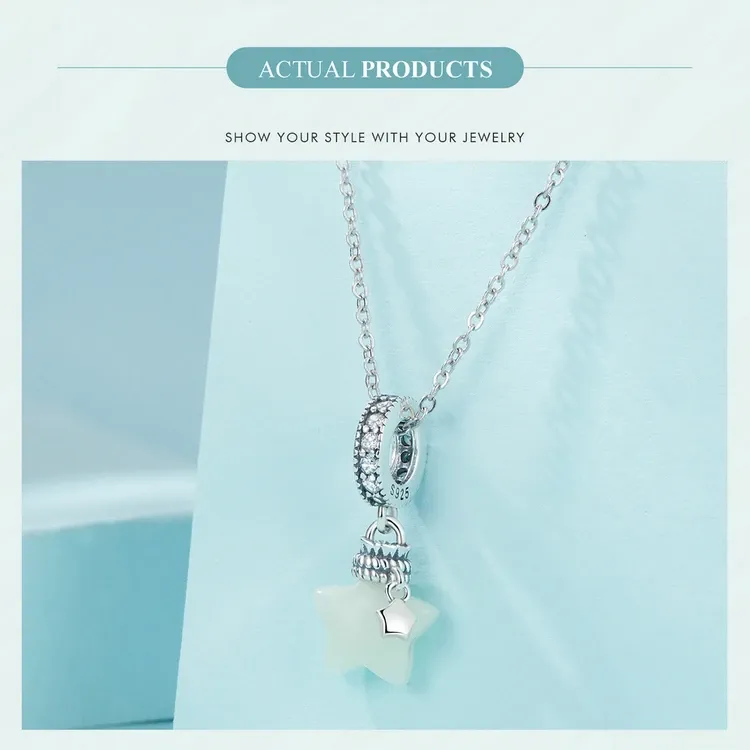 Pendentif lune lumineuse en argent 925 WOSTU pour bracelet