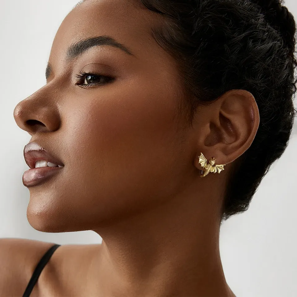 Créoles dragon WOSTU plaquées or 14 carats