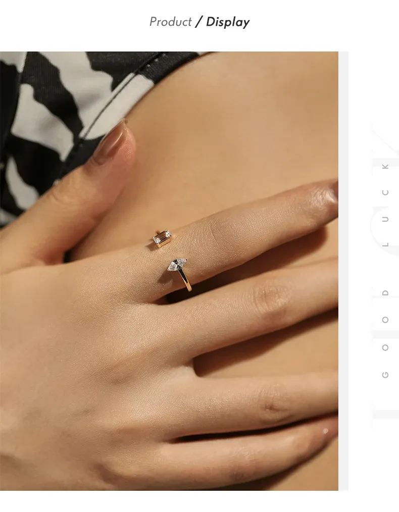 Bague géométrique ouverte en argent 925 et zircone MODIAN