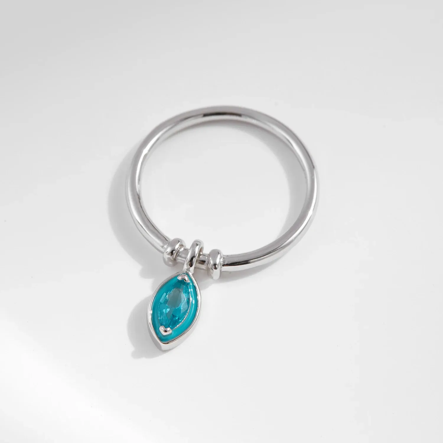 Bague cocktail MODIAN en argent 925, émail menthe et zircone