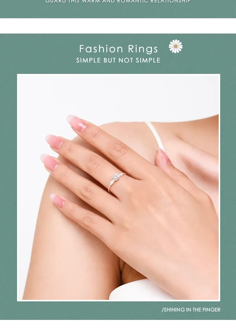 Bague de mariage en argent 925 avec zircone ronde MODIAN