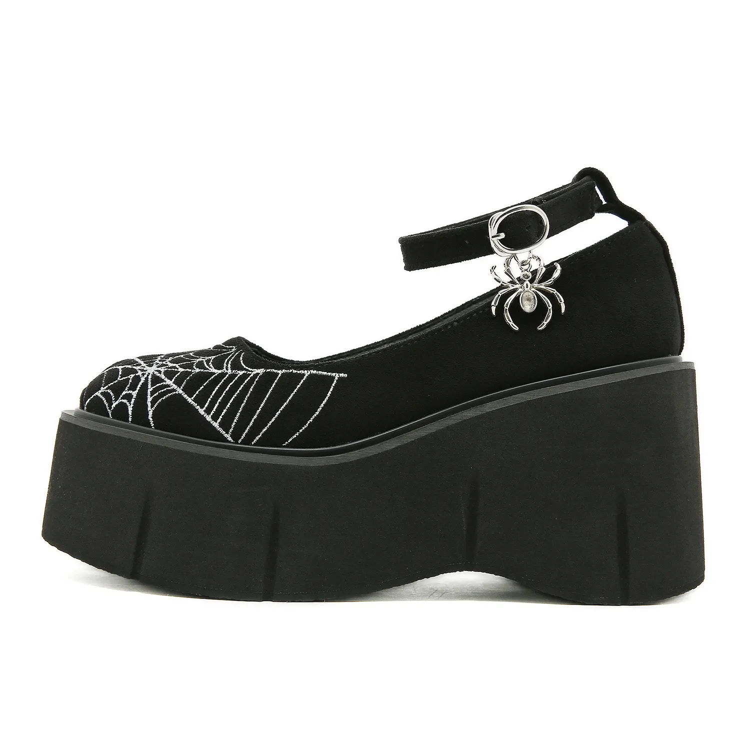 Chaussures Mary Jane compensées gothiques en toile brodée Gdgydh