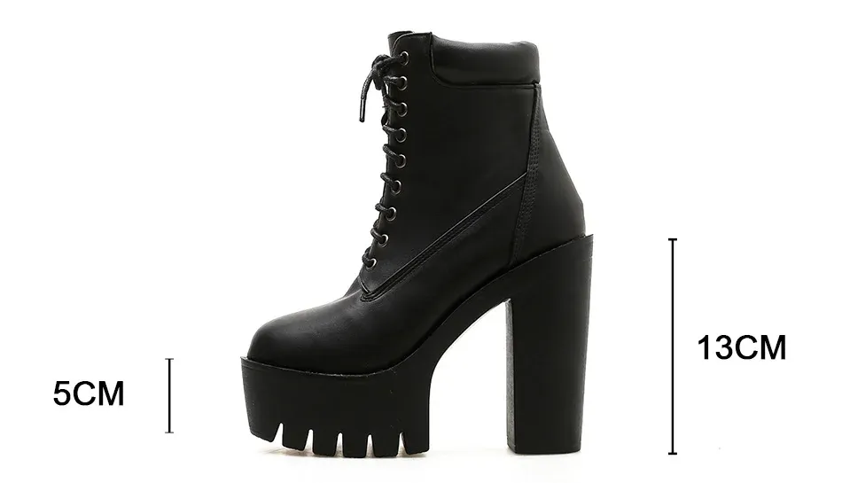 Bottes montantes Gdgydh à plateforme et lacets, style moto