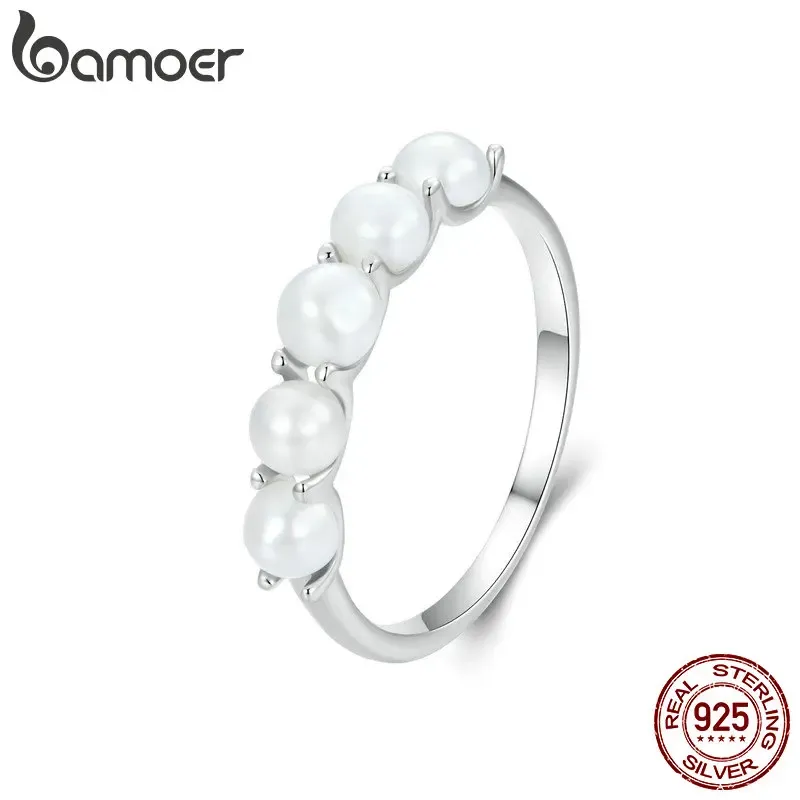 Bague fleur en argent 925 avec perle naturelle Bamoer