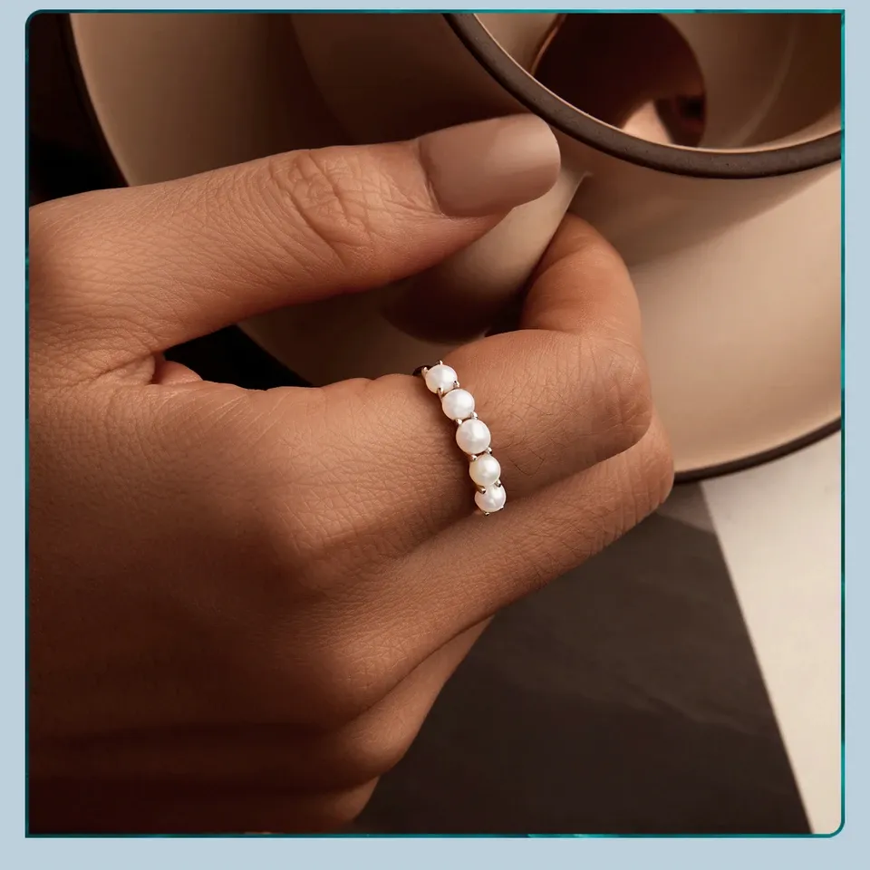 Bague fleur en argent 925 avec perle naturelle Bamoer