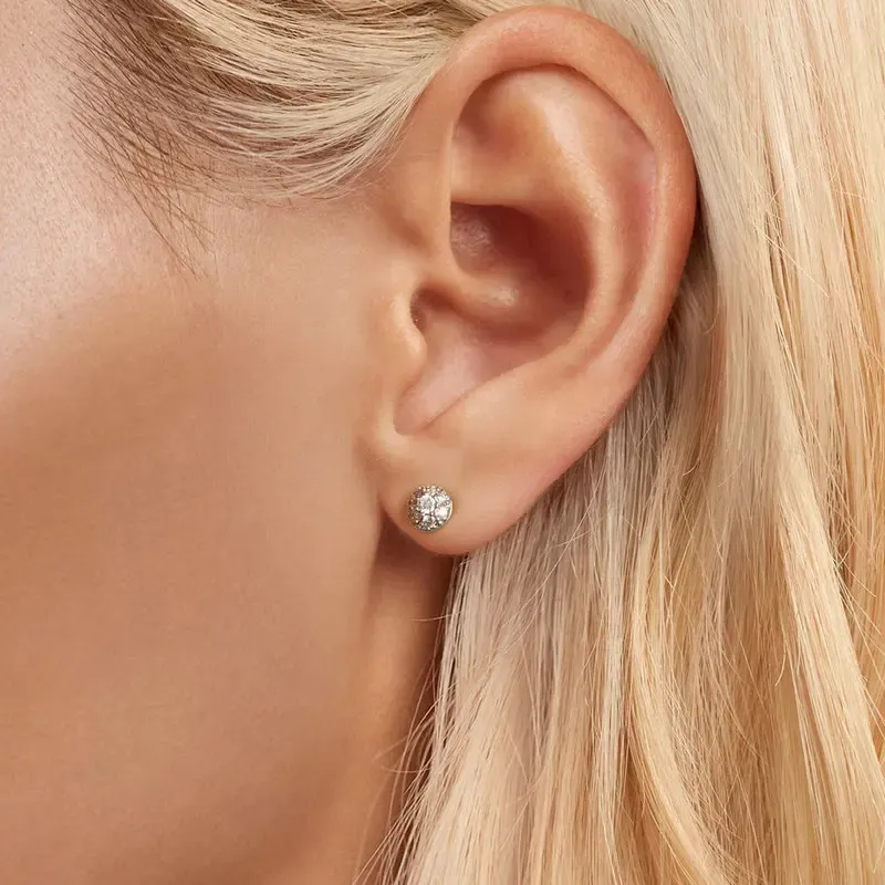 Boucles d’oreilles demi-boule en moissanite 925 certifiées