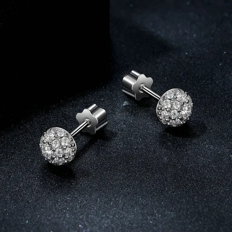 Boucles d’oreilles demi-boule en moissanite 925 certifiées