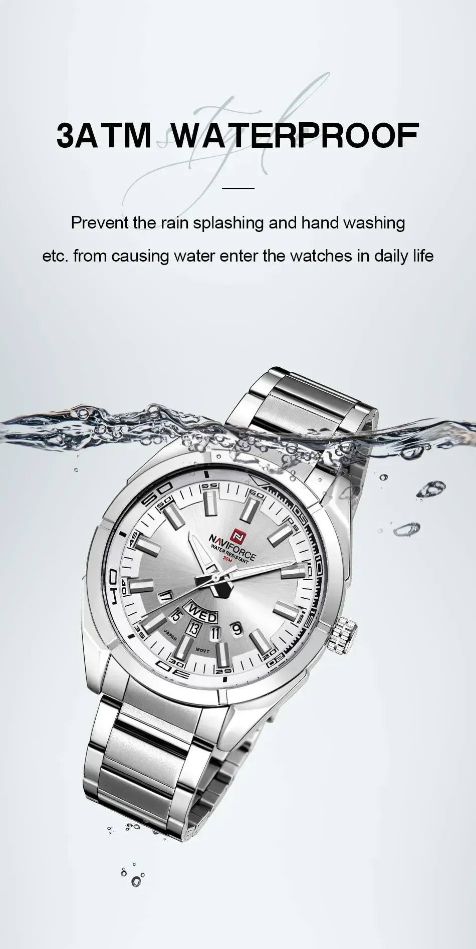 Montre NAVIFORCE NF9038 en acier, quartz et affichage mixte