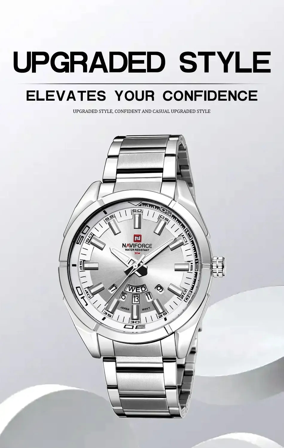 Montre NAVIFORCE NF9038 en acier, quartz et affichage mixte