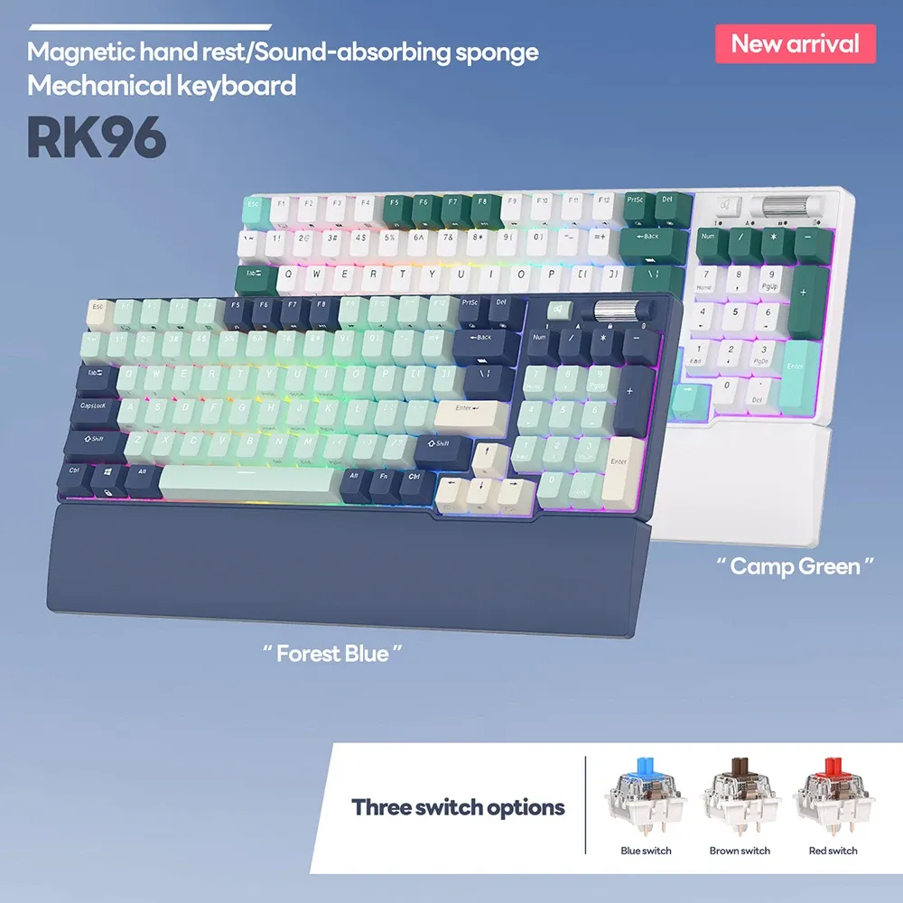 Clavier mécanique RK96 sans fil tri-mode, RGB et hot-swap