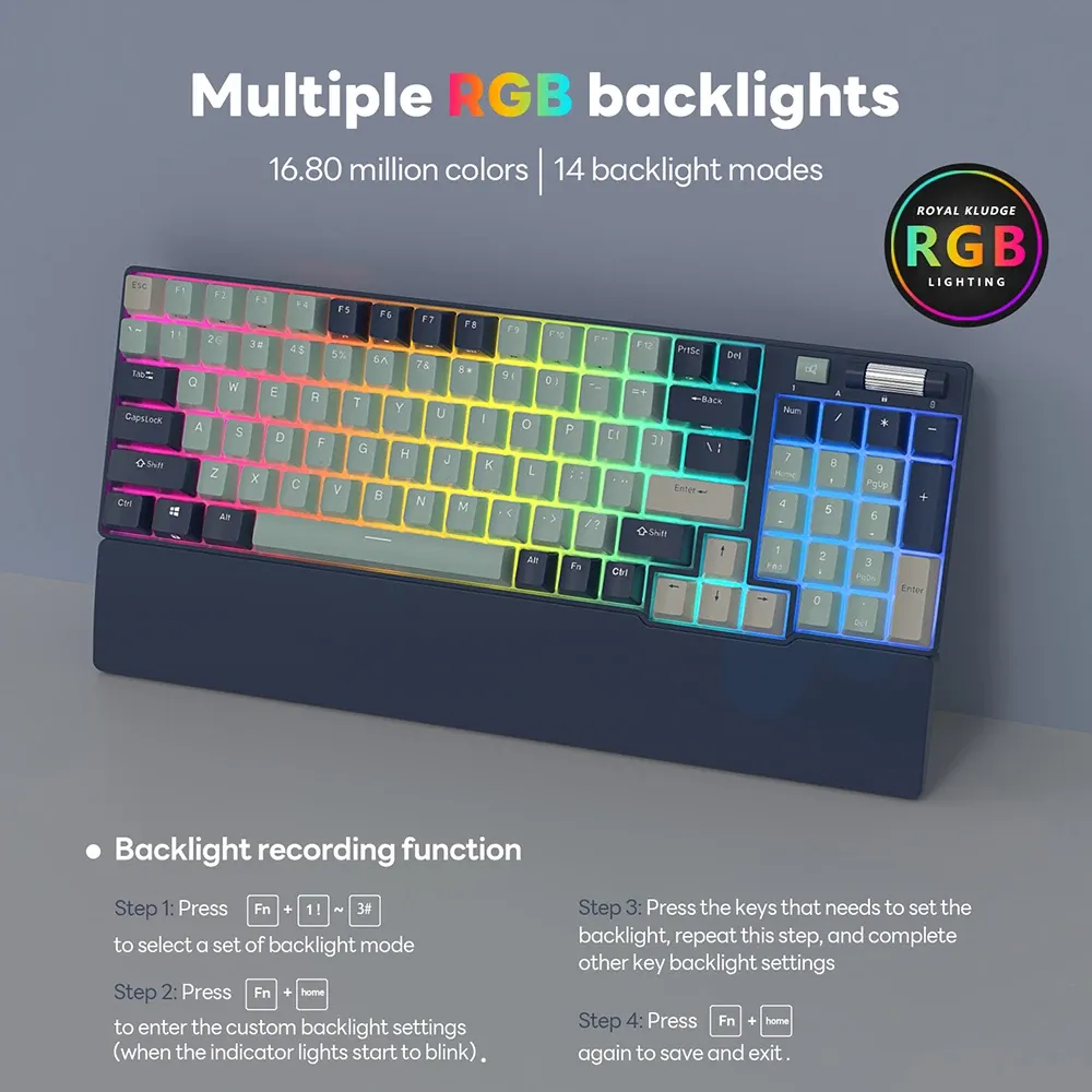 Clavier mécanique RK96 sans fil tri-mode, RGB et hot-swap