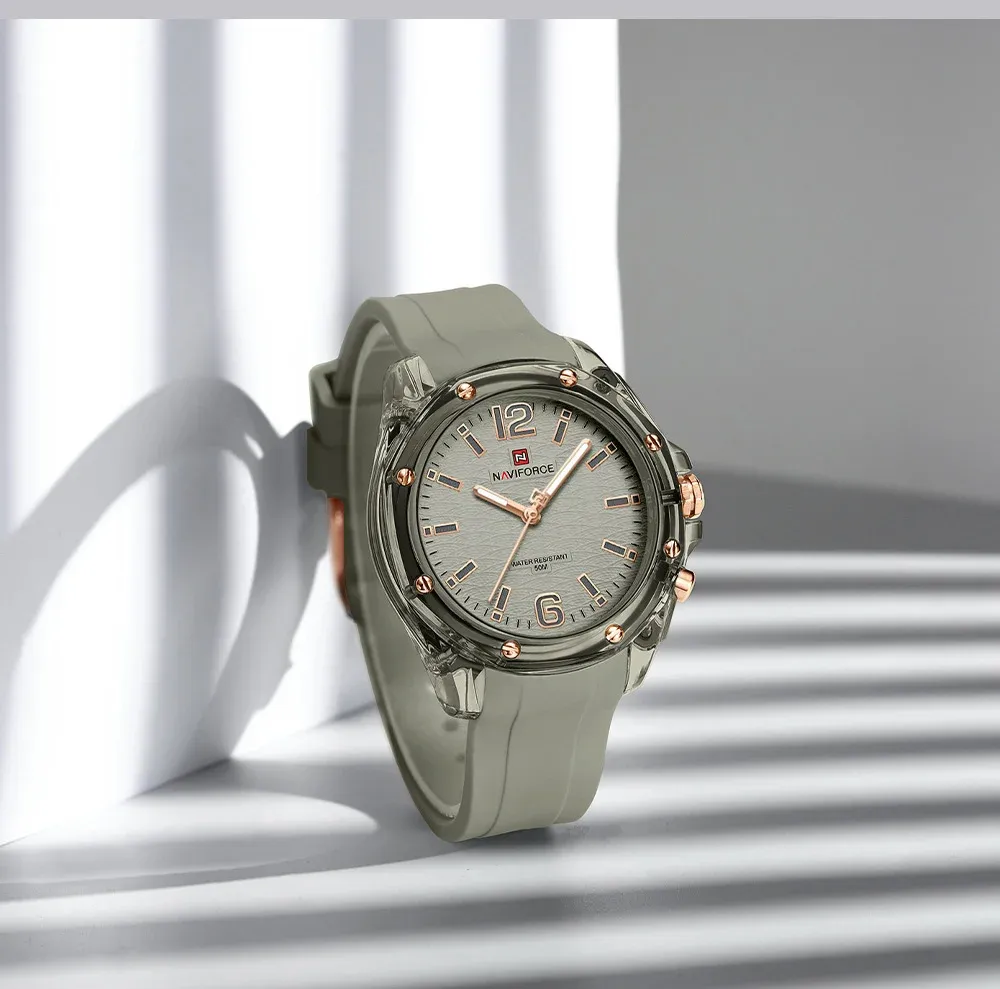 Montre femme NAVIFORCE 6103 en silicone, quartz étanche et lumineuse