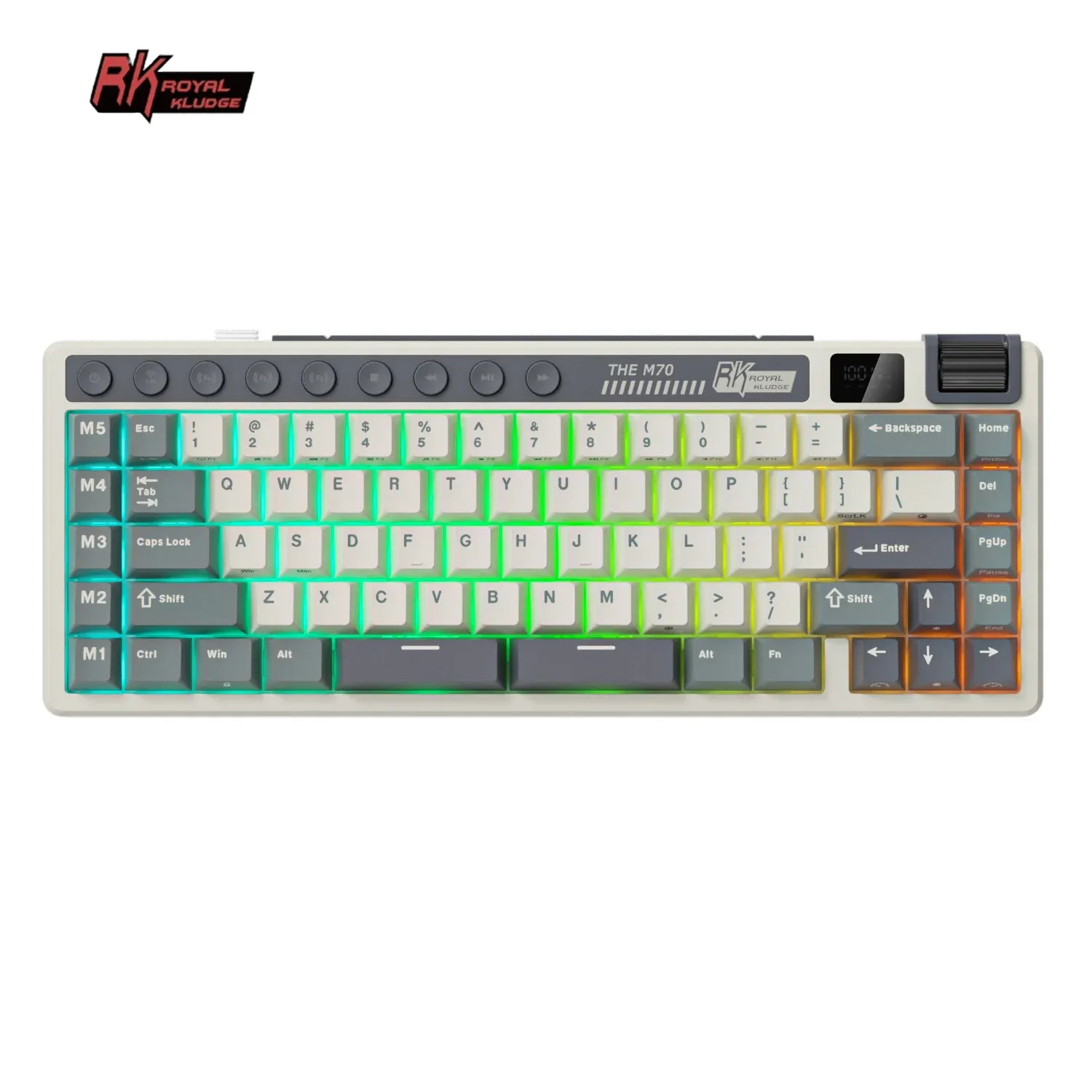 Clavier mécanique sans fil RK M70 tri-mode avec écran batterie