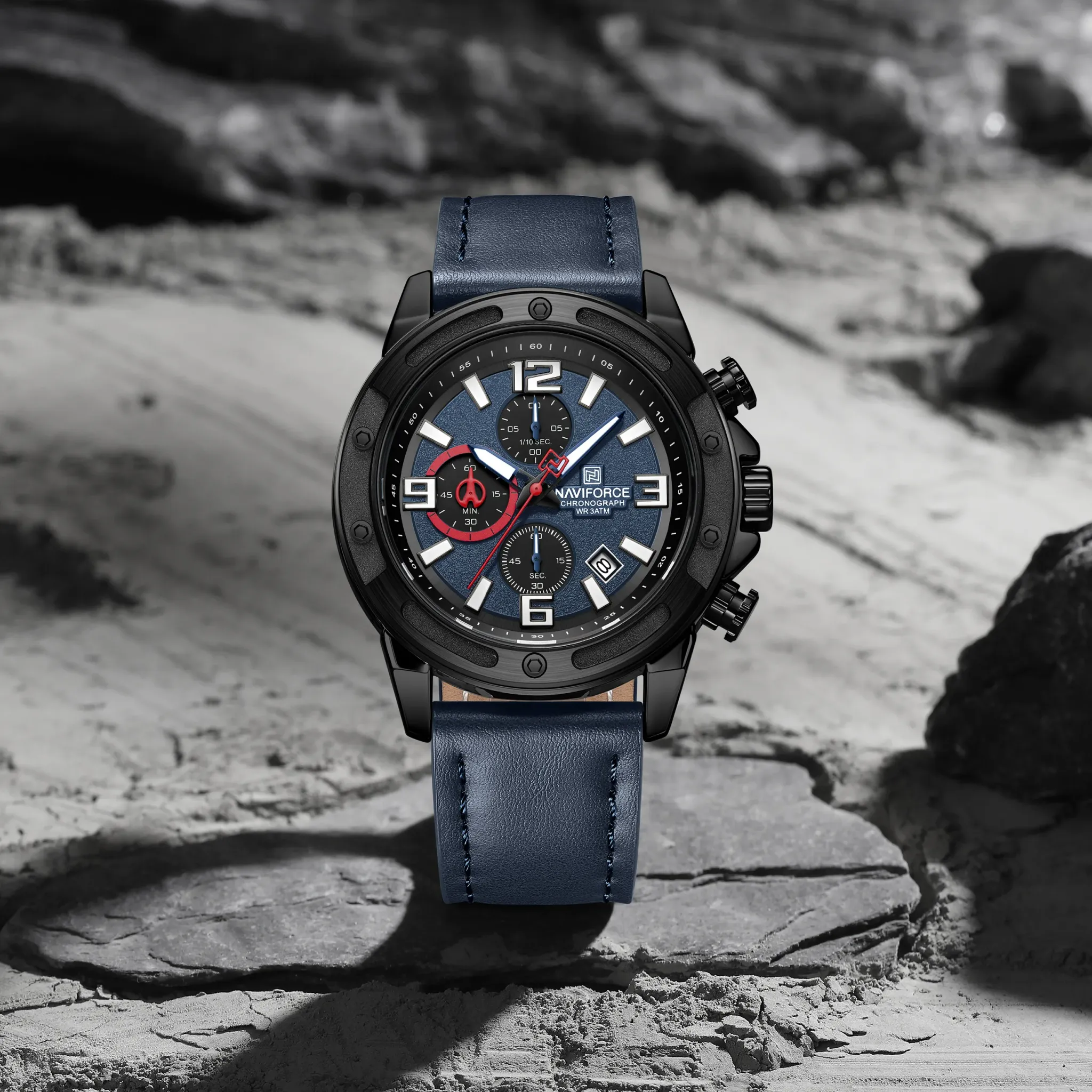 Montre NAVIFORCE homme cuir chronographe lumineux