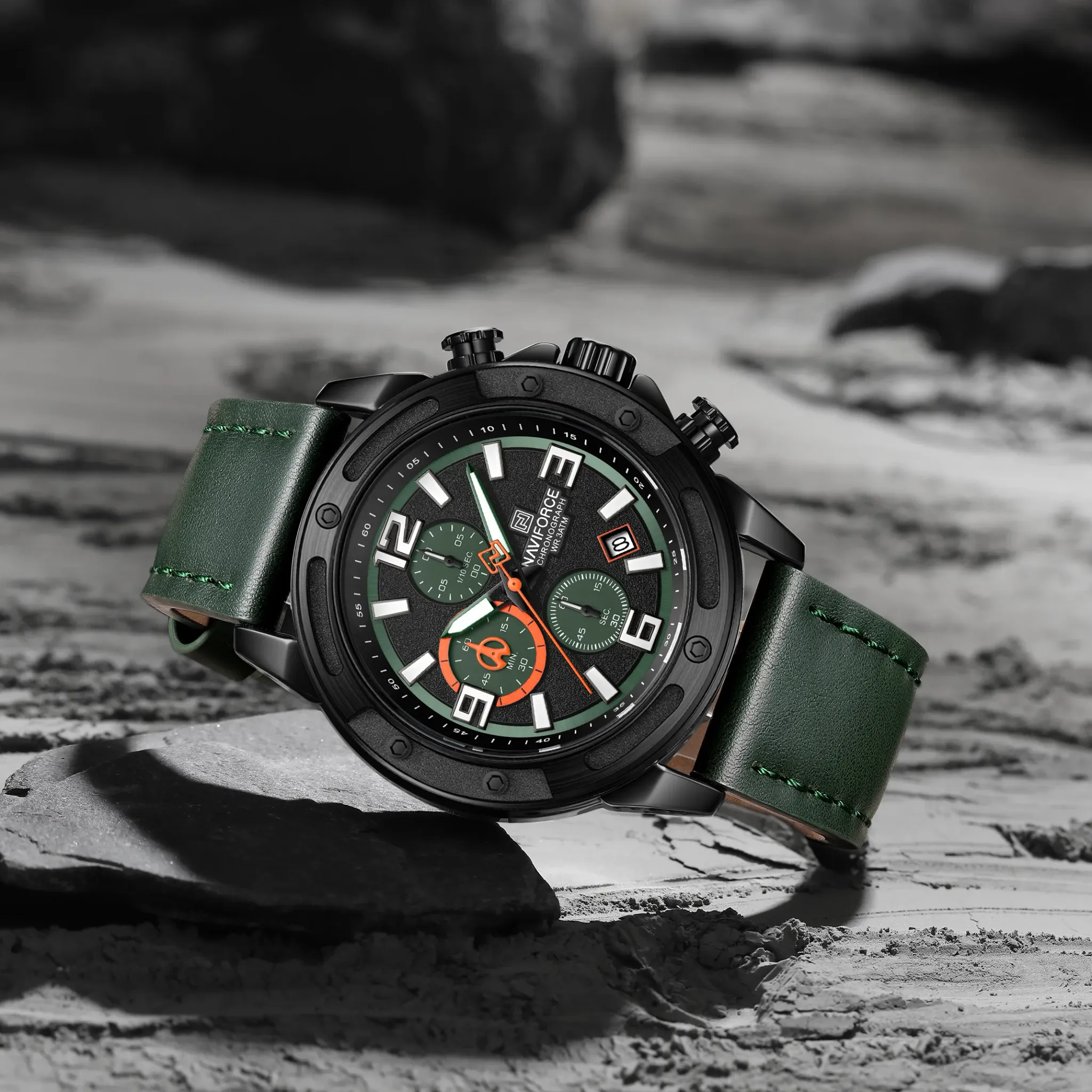 Montre NAVIFORCE homme cuir chronographe lumineux