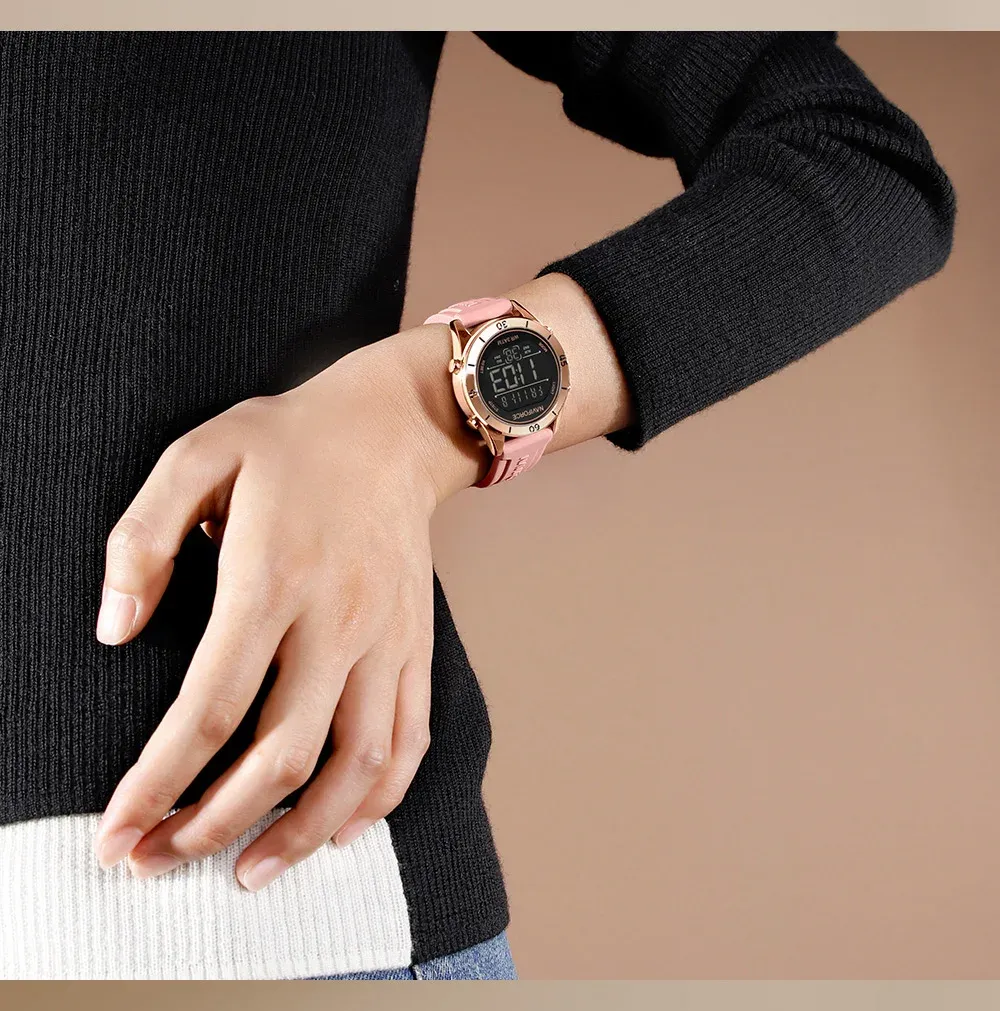 Montre digitale NAVIFORCE femme NF5054 en silicone, LED et calendrier
