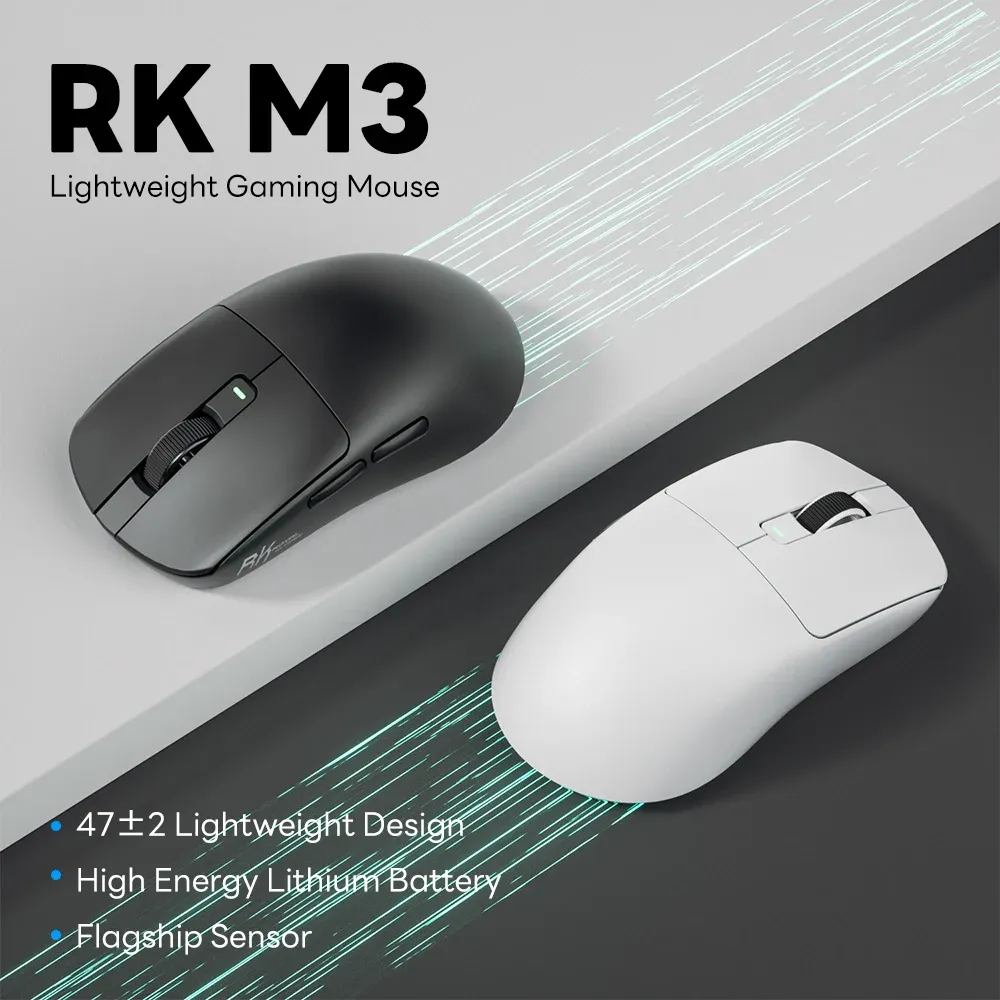 Souris gaming RK M3 PAW3950 tri-mode, 47 g et 8K