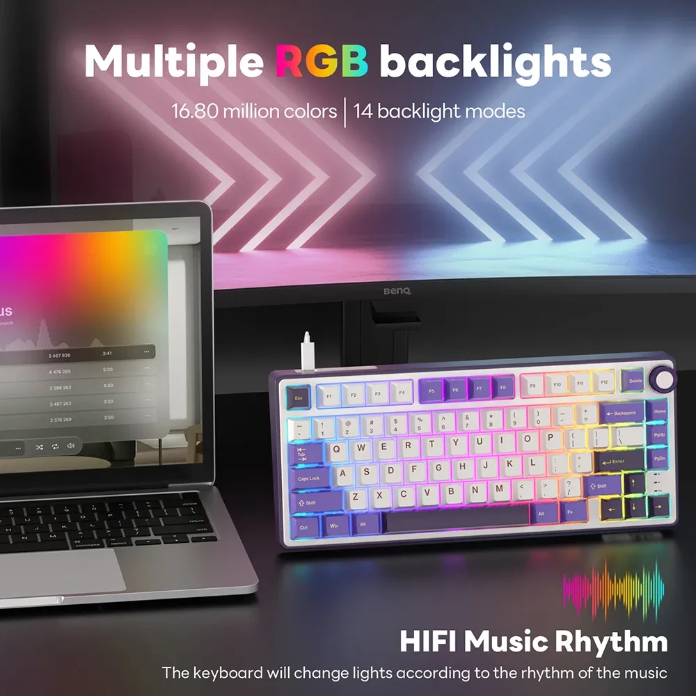 Royal Kludge RK R75 : clavier mécanique filaire 75 % hot-swap en PBT