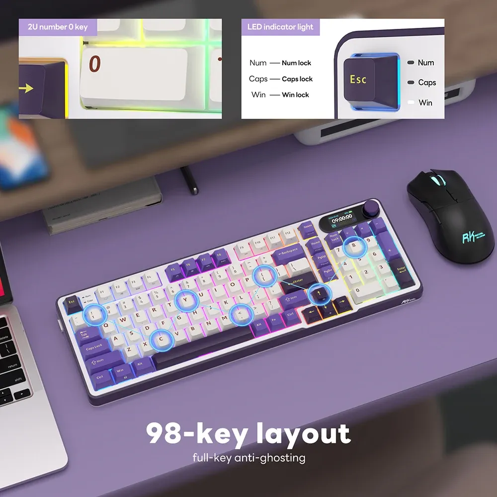 Royal Kludge RK S98 : clavier mécanique sans fil 98 touches avec écran TFT